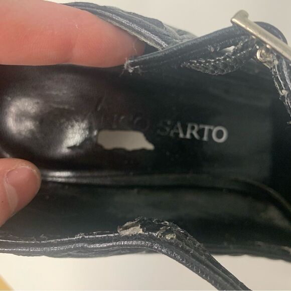 Franco Sarto Black Leather Mary Jane Heels Size 9.5 - Picture 7 of 13